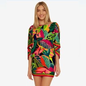 Trina Turk RAINFOREST Tunic Swim Cover up Dress - Sz. Medium NWT